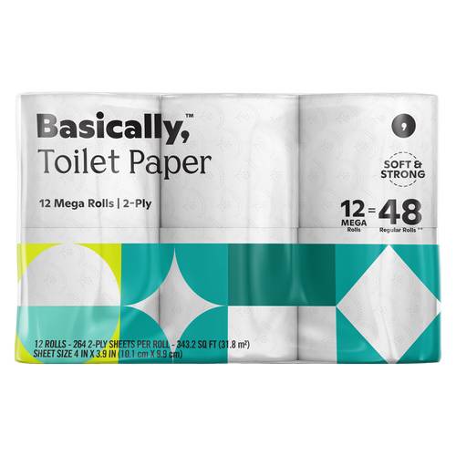 Basically, 2ct Split Sheet Paper Towels Extra Large Roll