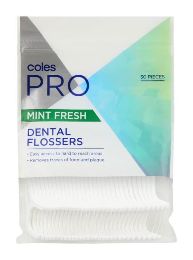 Coles Pro Dental Flossers, Mint (30 pack)