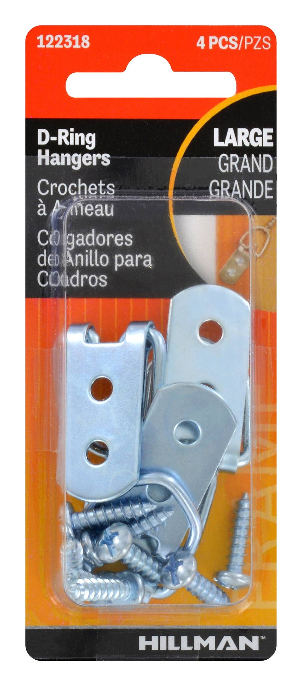 Hillman Large D-ring Hangers (4 Pack) | 122318