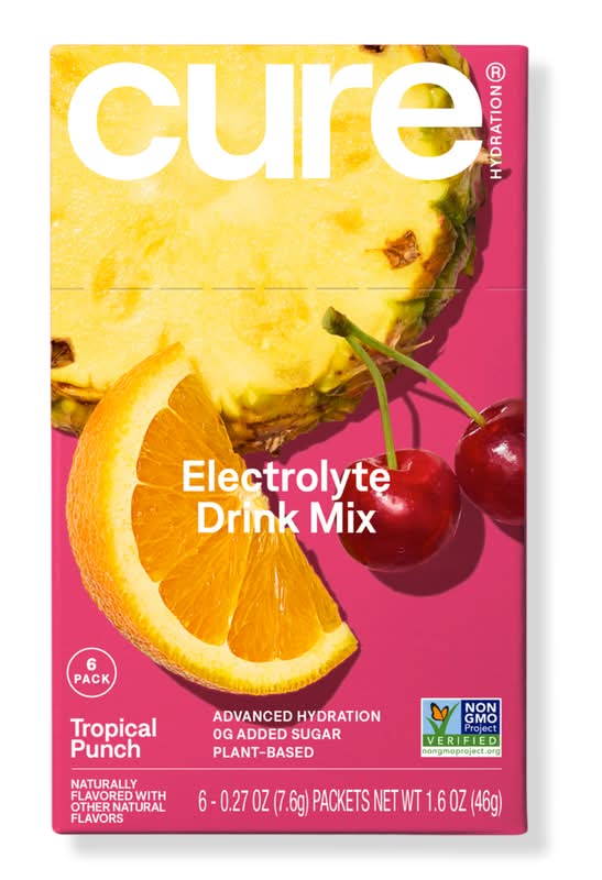 Cure Hydration Electrolyte Drink Mix Tropical Punch 6 ct