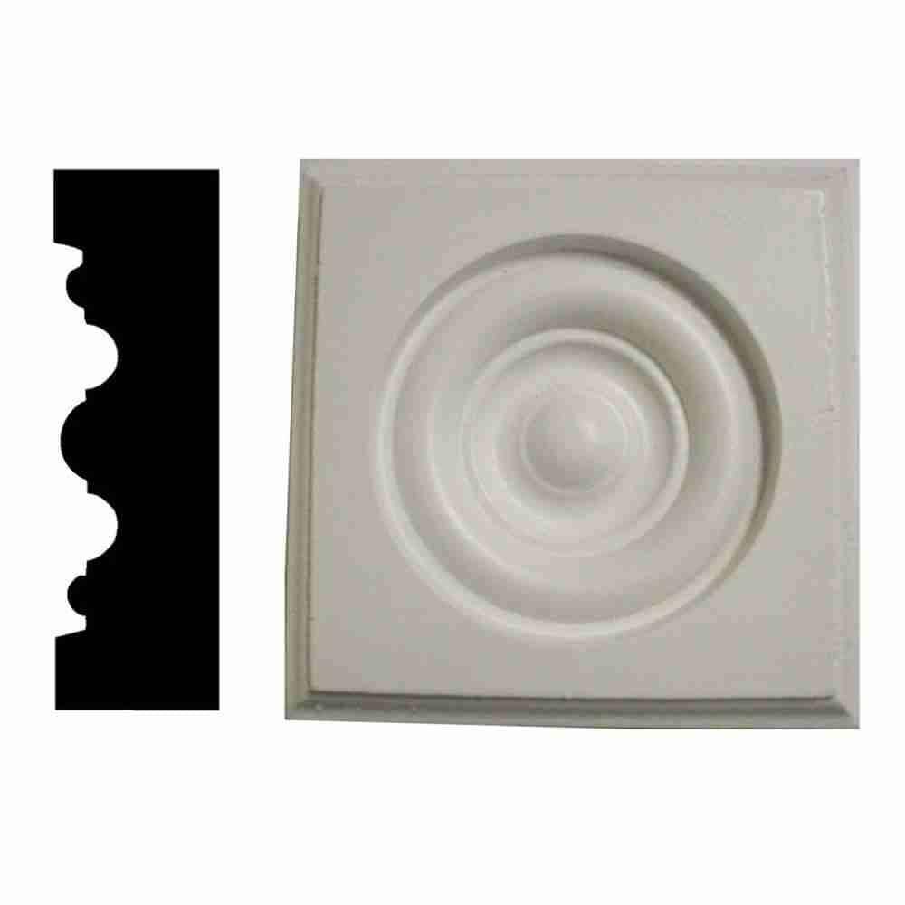 1 In. X 2-3/4 In. X 2-3/4 In. Pine Primed Rosette Corner Block Moulding