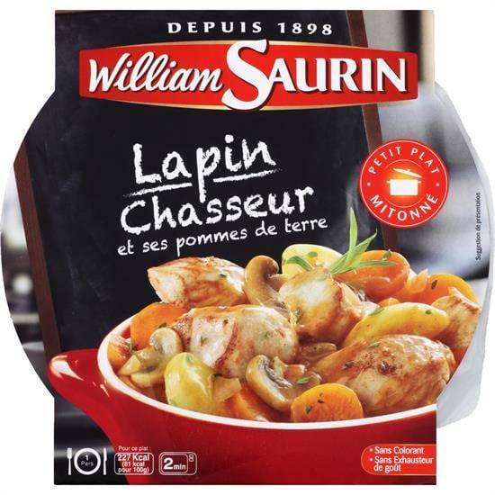 Plat cuisiné lapin chasseur/pommes de terre WILLIAM SAURIN - l'assiette de 280 g
