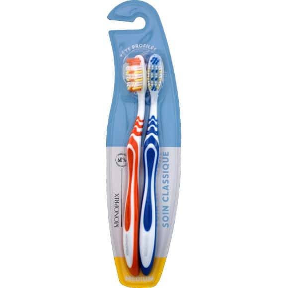 Monoprix Brosse À Dents Medium X2 Les 2 Brosses À Dents