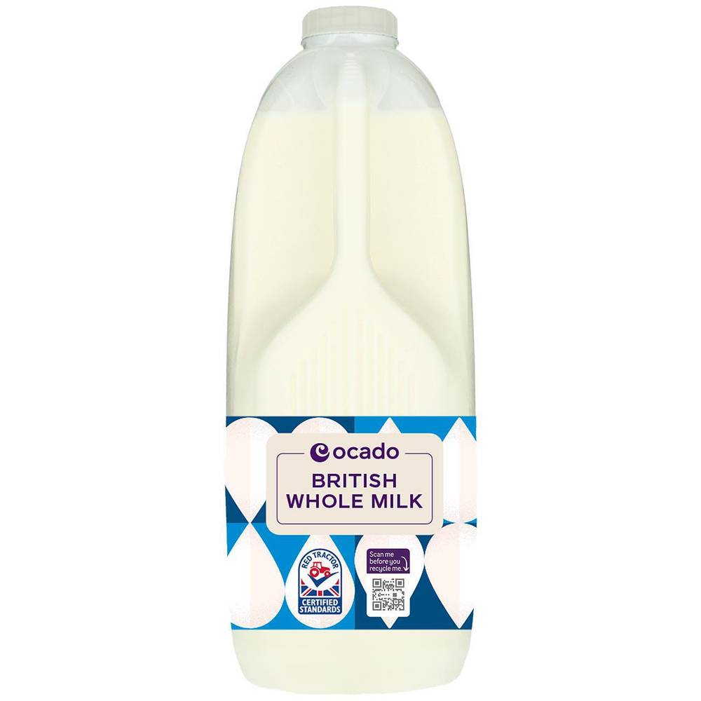 Ocado British Whole Milk 4 Pints (2l)