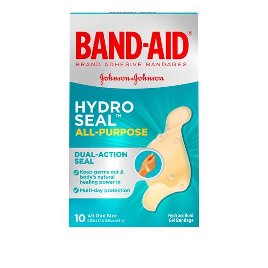 Band-Aid Brand Hydro Seal All Purpose Adhesive Bandages, 10 Count