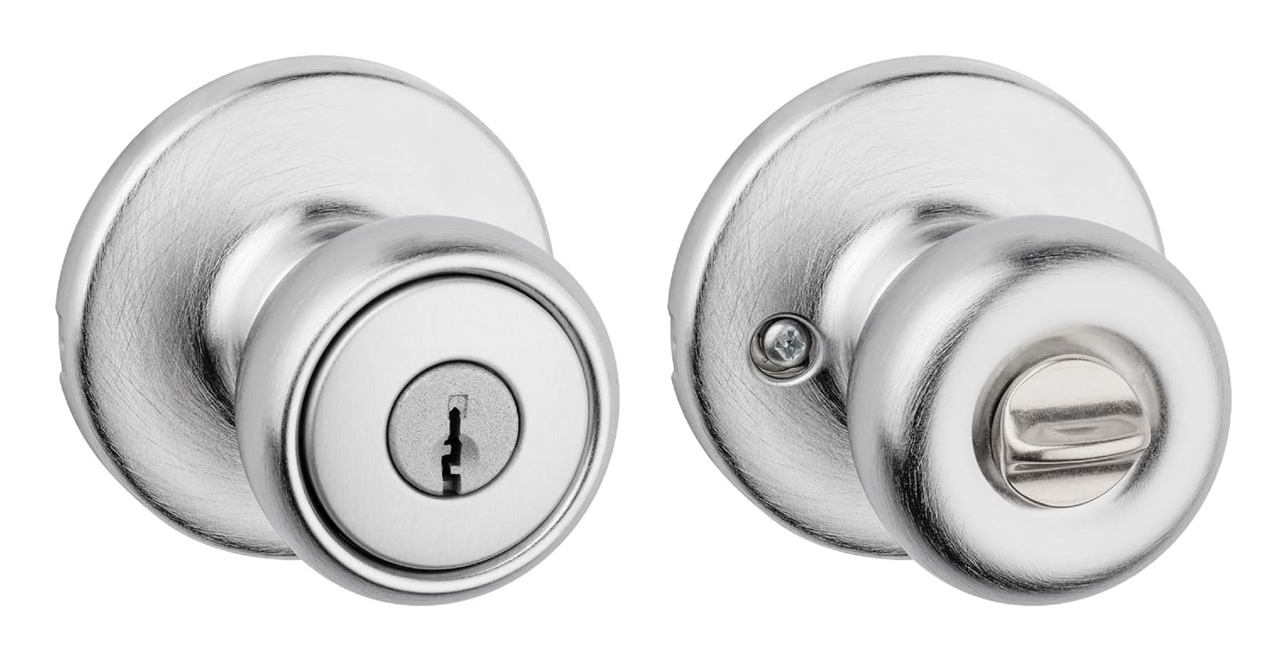 Kwikset Tylo Satin Chrome Exterior Keyed Entry Door Knob