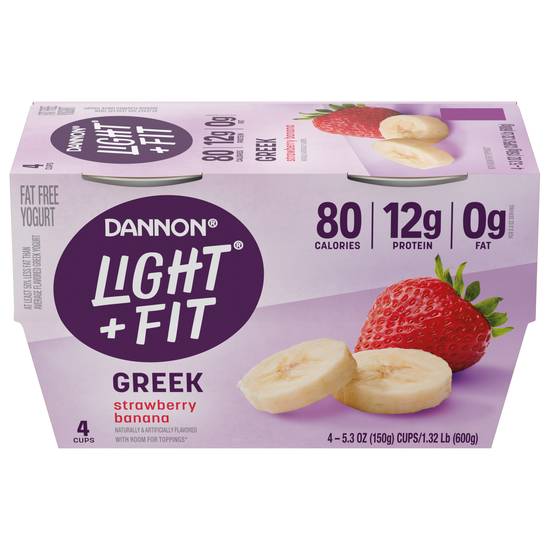 Dannon Light + Fit Greek Nonfat Strawberry Banana Yogurt (4 ct)