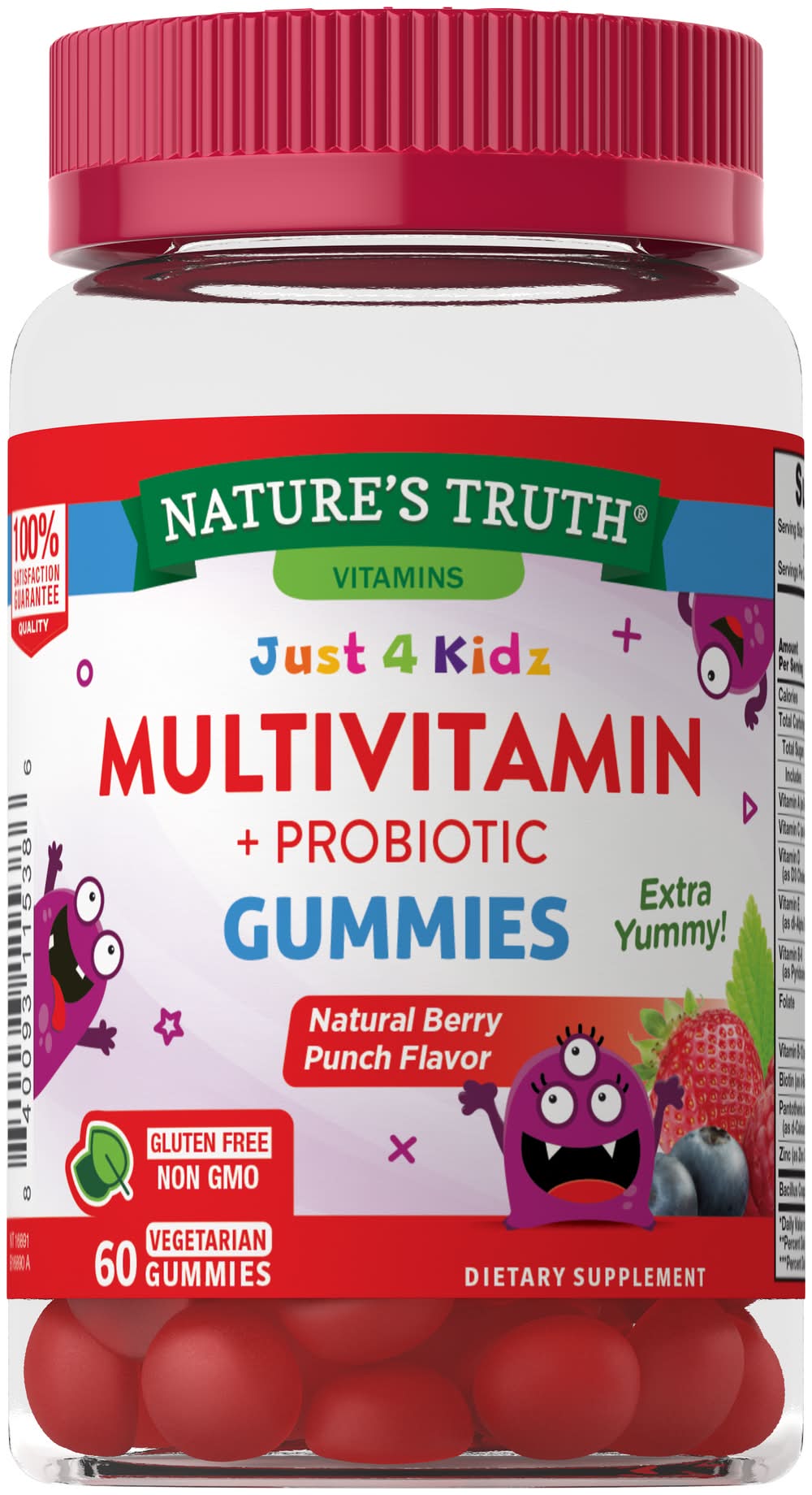 Nature's Truth Multivitamin Probiotic Gummies, Natural Berry Punch (7.4 lbs, 60 ct)
