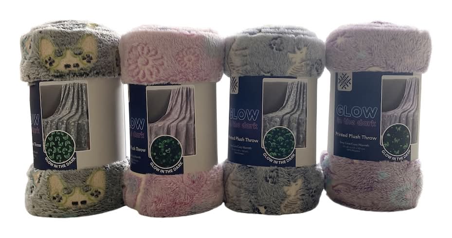 Glow in the Dark Printed Plush Throw, 50x60 in