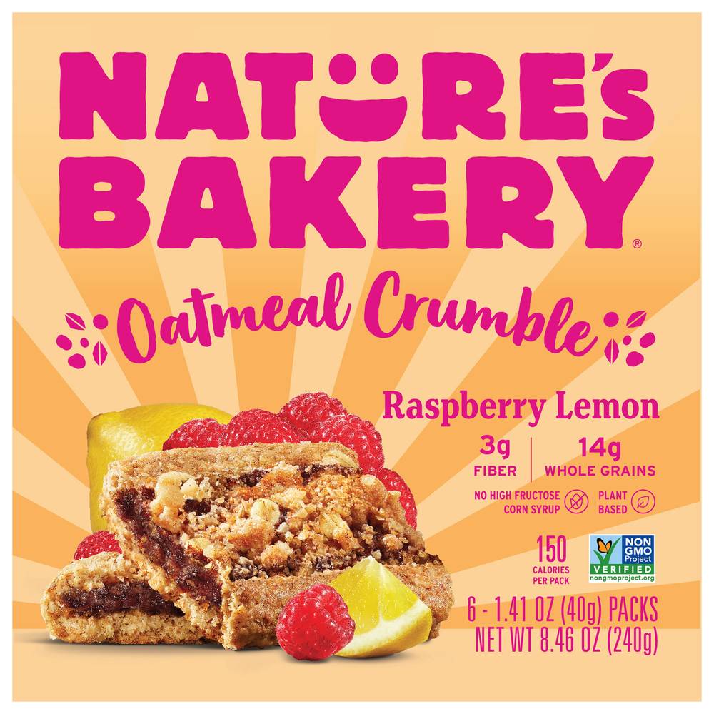 Nature's Bakery Oatmeal Crumble Breakfast Bars, Raspberry-Lemon (6 x 1.41 oz)