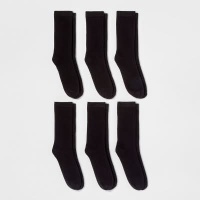 A New Day Crew Socks, Women, 4-10, Black (6 ct)