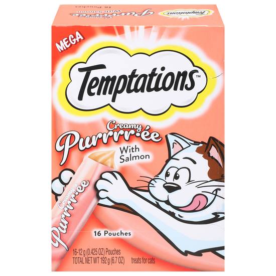 Temptations Creamy Purrrr-Ee With Salmon Treats For Cats (16 ct)