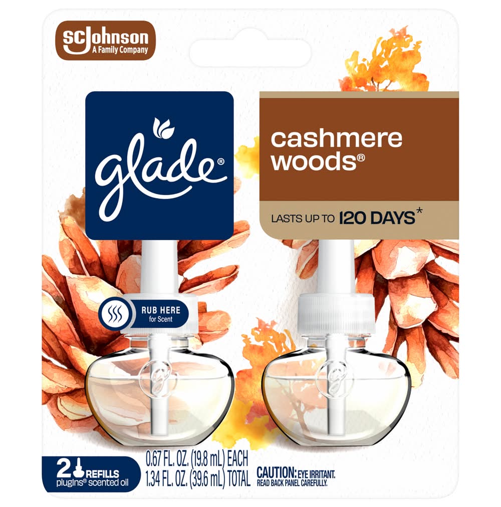 Glade Plugins Oil Refill, Cashmere Woods (39.6 ml, 2 ct)