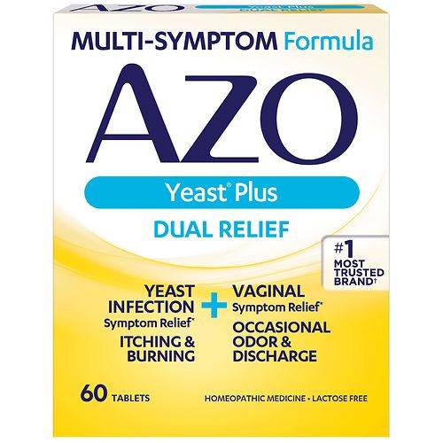 AZO Yeast Plus Dual Relief, Homeopathic, Tablets - 60.0 ea