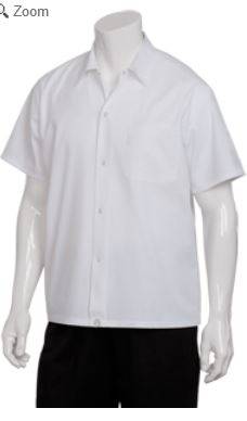 Utility Shirt Short Sleeves Metal Snaps Pocket, Medium, White