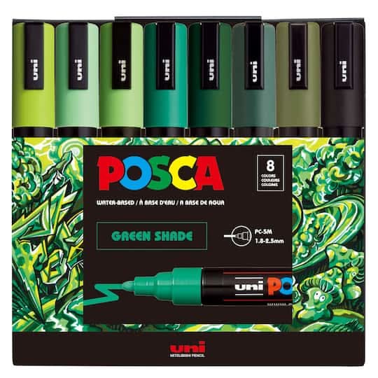 Posca Pc5m Color Shades Medium Bullet Tip Paint Markers, Assorted (8 ct)