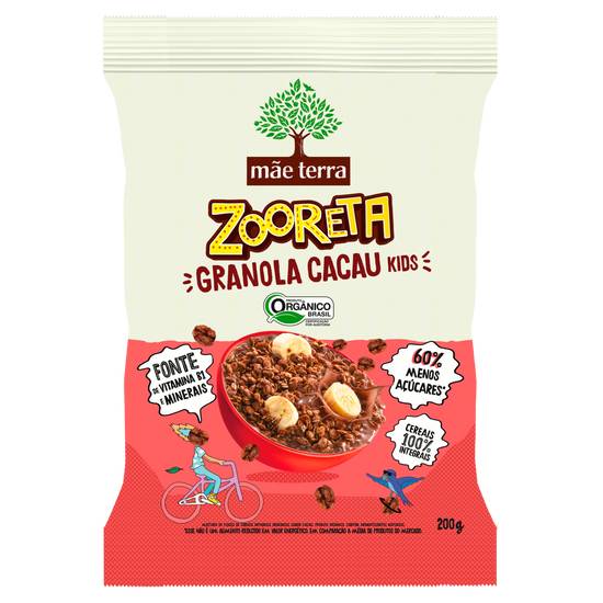 Mãe terra granola orgânica cacau zooreta kids (200 g)