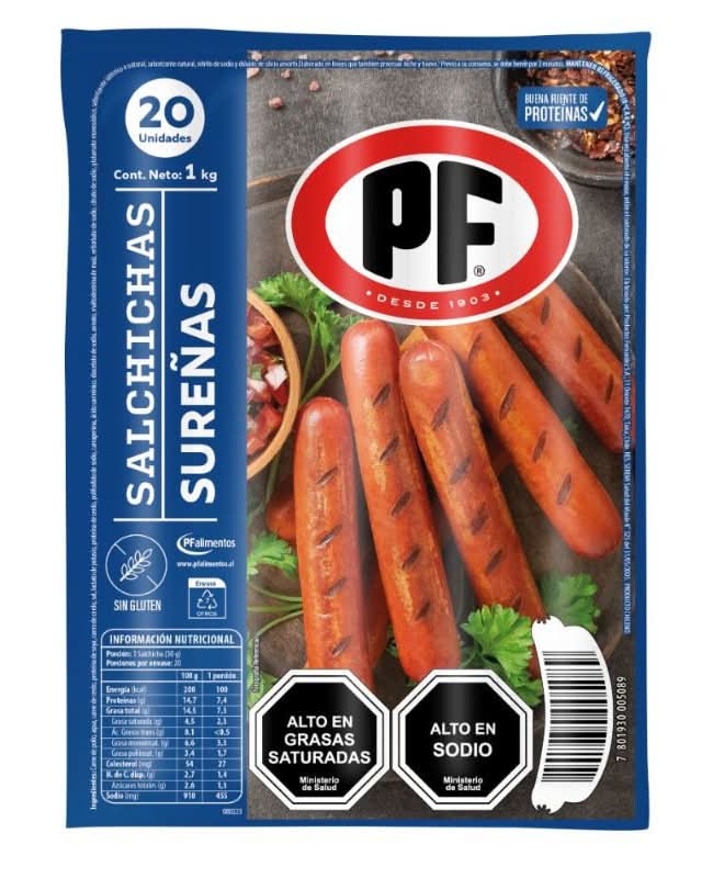 PF Alimentos · Salchichas sureñas (20 un)