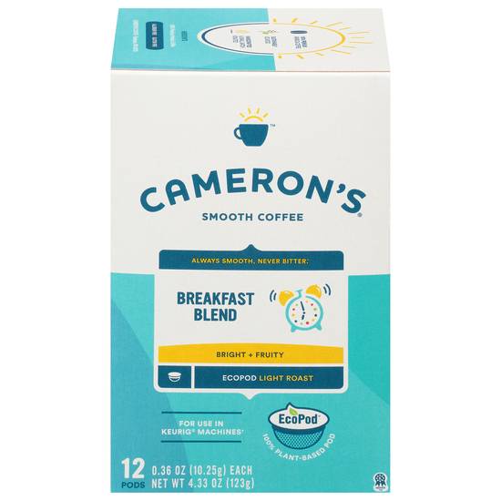 Cameron's Breakfast Blend Light Roast Coffee K-Cup Ecopods (12 ct, 0.36 oz)