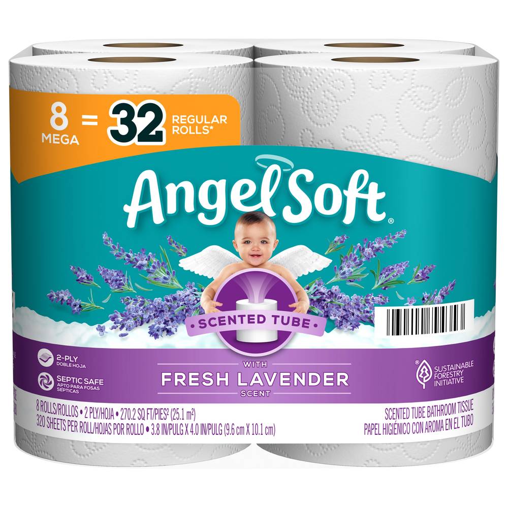 Angel Soft 2-ply Toilet Paper Rolls (8 ct) (lavender)