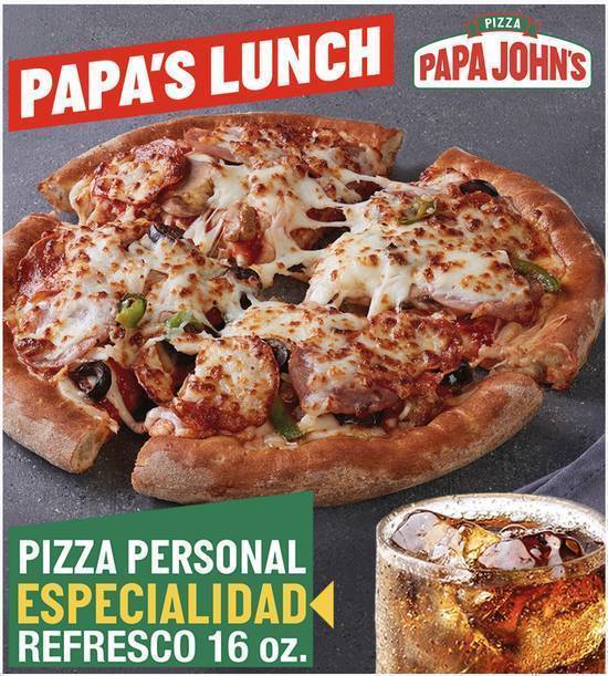Pizza personal  especialidad  + refresco