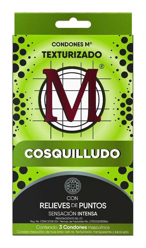 Condones M · Preservativos de látex textulizado cosquilludo, hombre (3 un)