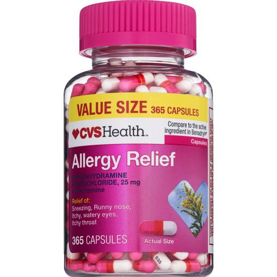 CVS Health Allergy Relief Diphenhydramine Capsules, 365 CT