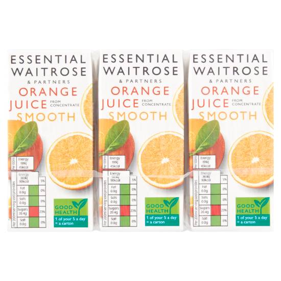 Waitrose Essential Pure Orange Juice (6 ct, 200ml)