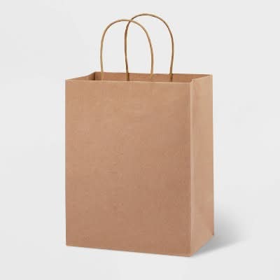 Spritz Striped Gift Bag, Small, Brown