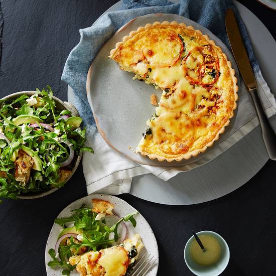 Family Spinach & Tomato Quiche - Heat at Home