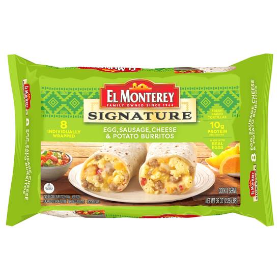 El Monterey Egg Sausage Cheese and Potato Burritos (8 ct)