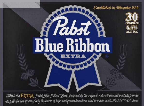 Pabst Blue Ribbon Extra Lager Beer (30 ct, 12 fl oz)