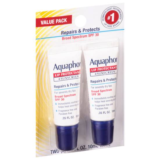 Aquaphor Repairs and Protects Spf 30 Lip Protectant 2ct
