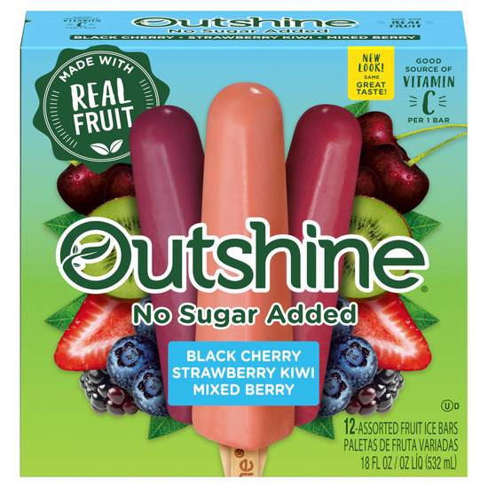 Outshine No Sugar Added Assorted Fruit Ice Bars (12 bars)