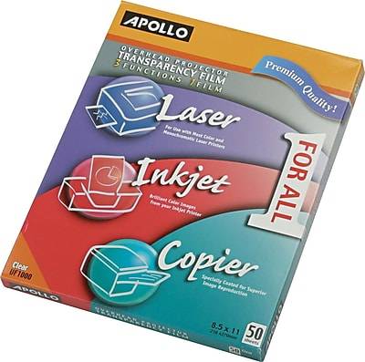 Apollo Multipurpose Transparency Film, Clear, 8 1/2W x 11H, 50/Box (UF1000E)