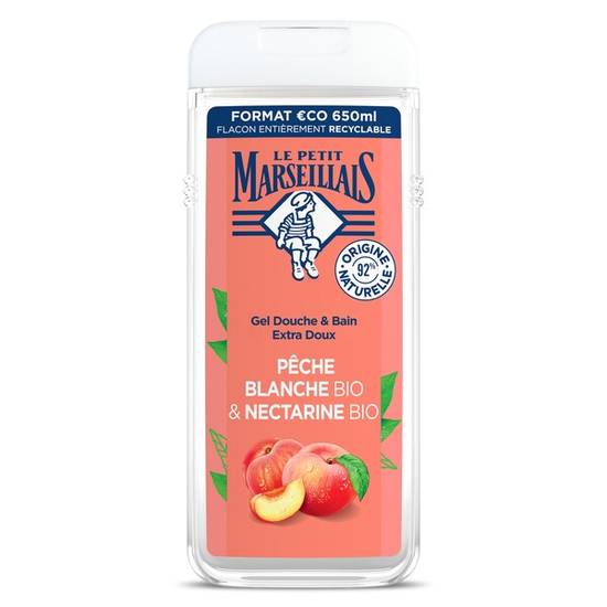 Gel de Ducha Melocotón Blanco y Nectarina Le Petit Marseillais Botella (650 ml)