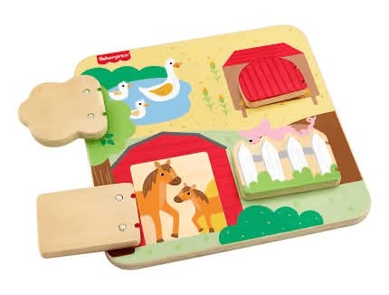 Fisher-Price · Tablero de actividades de madera animalitos de la granja