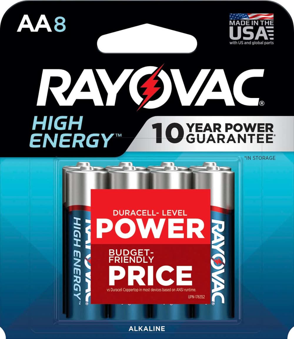 Rayovac - High Energy AA Batteries (8 Pack), Double A Alkaline Batteries