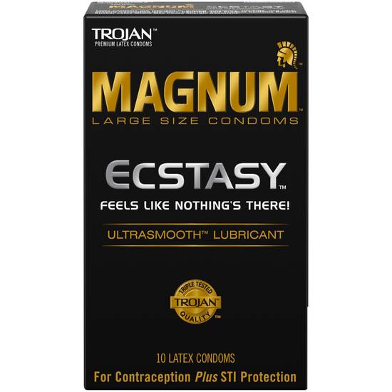 Trojan Magnum Ecstasy UltraSmooth Premium Latex Condoms, 10 CT