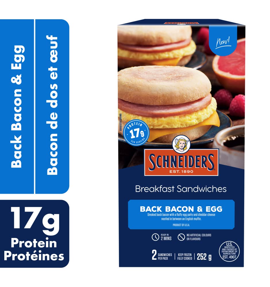 Schneiders Back Bacon & Egg Breakfast Sandwiches (252 g, 2 ct)