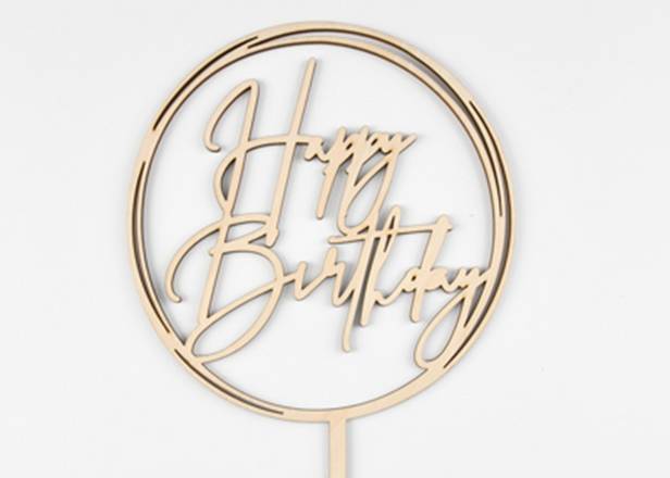 Topper Birthday Circle Wood