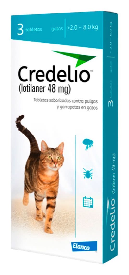 Credelio · Lotilaner tabletas 48mg para gatos, 2-8 kg (3 un)