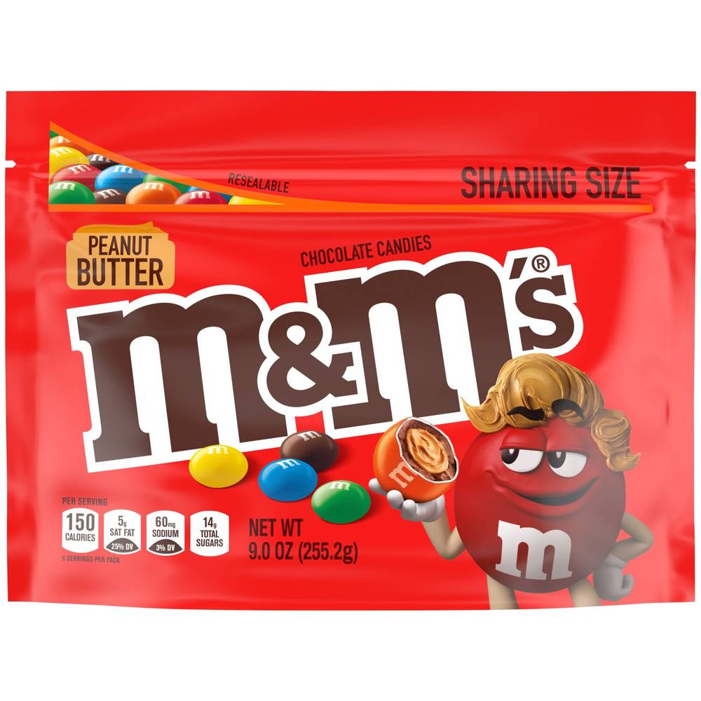 M&M'S Peanut Butter Milk Chocolate Candy, Sharing Size, 9 Oz