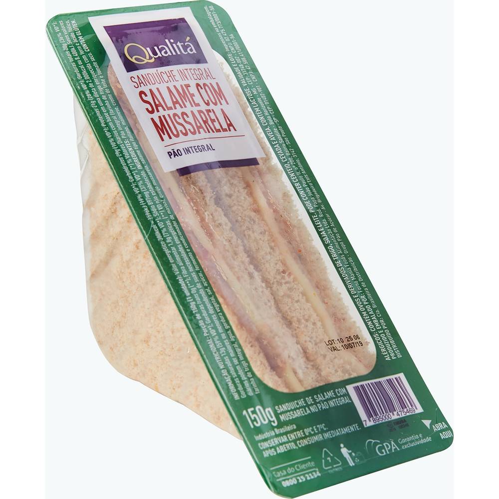 Qualitá sanduíche integral de salame com mussarela (150gr)