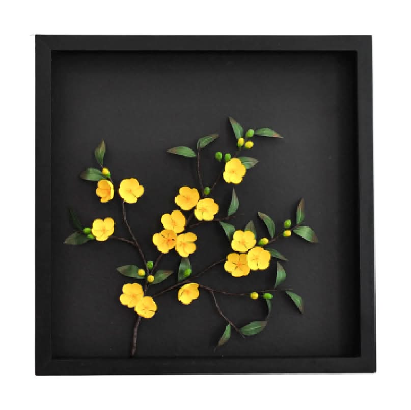 Paper Flowers Shadow Box 40x40 - Apricot Blossom