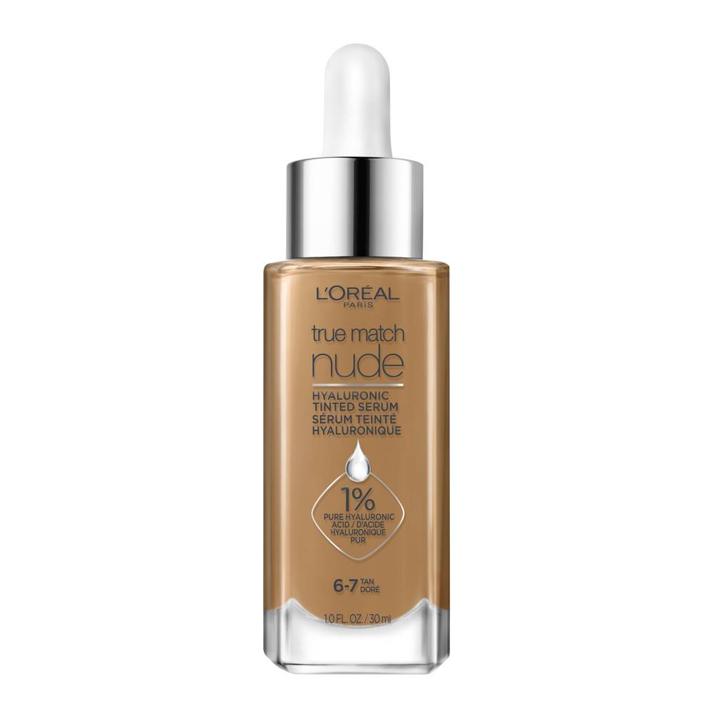 L'oreal Paris True Match Nude Hyaluronic Tinted Serum Hydrates All-In-1, Tan 6-7 (1 fl oz)