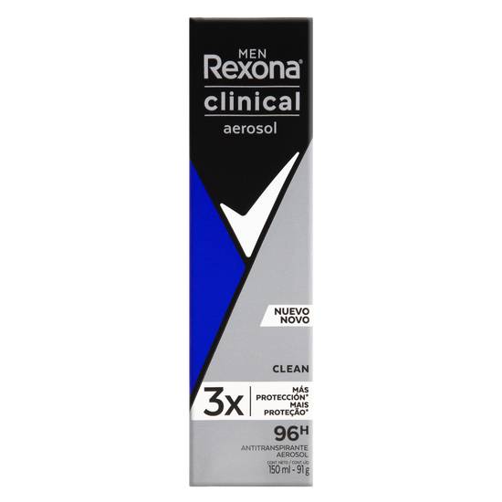 Rexona desodorante aerossol masculino clinical clean (150 ml)