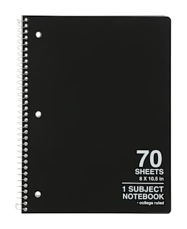 1-Subject College Ruled Spiral Notebook Black 2026