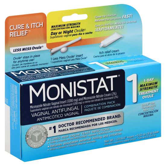 Monistat Vaginal Antifungal Day or Night 1-day Treatment Ovule