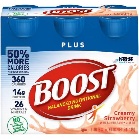 Boost Plus Creamy Strawberry Complete Nutritional Drink (6 ct, 8 oz)